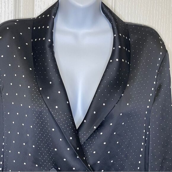 Victoria's Secret Satin Jacquard Bed & Evening Black White Polka Dot Blazer Med - Picture 3 of 13